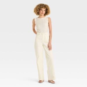 NWT Future Collective Distressed pattern jeans sz 12 Cream